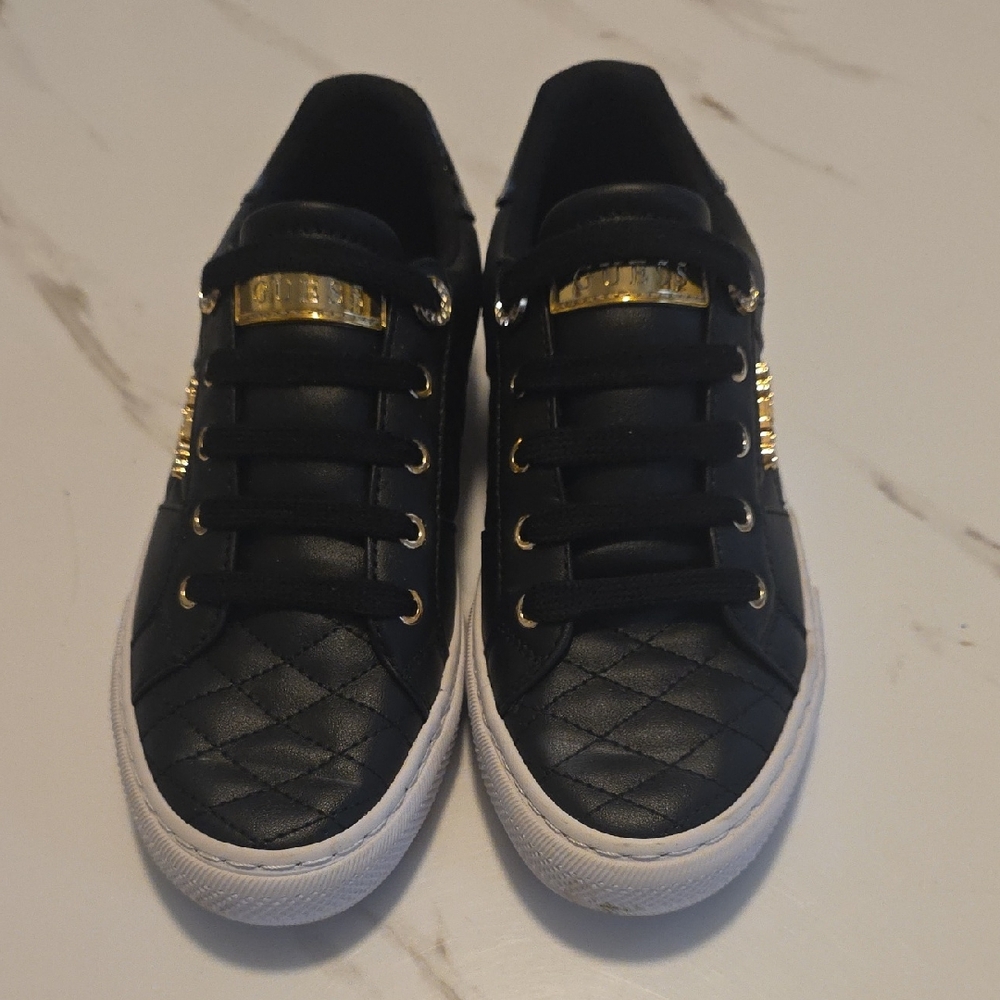 Guess Black and Gold Quilted Sneakers